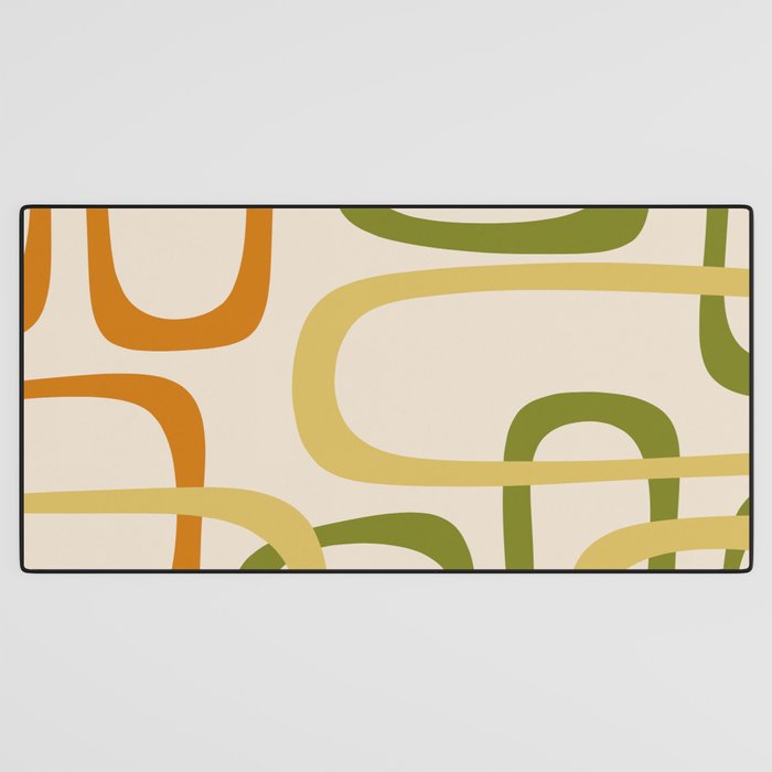 Fine Loops Mid-Century Modern Minimalist Olive Green, Burnt Orange, Mustard, and Beige Desk Mat Gallery Image 3