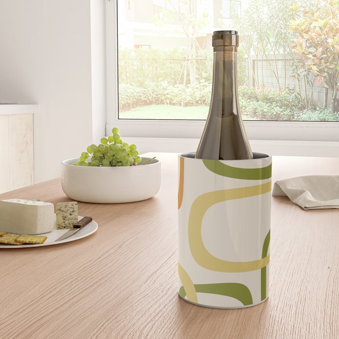 Fine Loops Mid-Century Modern Minimalist Olive Green, Burnt Orange, Mustard, and Beige Wine Chiller Gallery Image 4