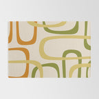 Fine Loops Mid-Century Modern Minimalist Olive Green, Burnt Orange, Mustard, and Beige Rug Gallery Image 2