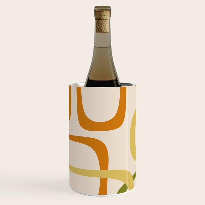 Fine Loops Mid-Century Modern Minimalist Olive Green, Burnt Orange, Mustard, and Beige Wine Chiller Gallery Image 2