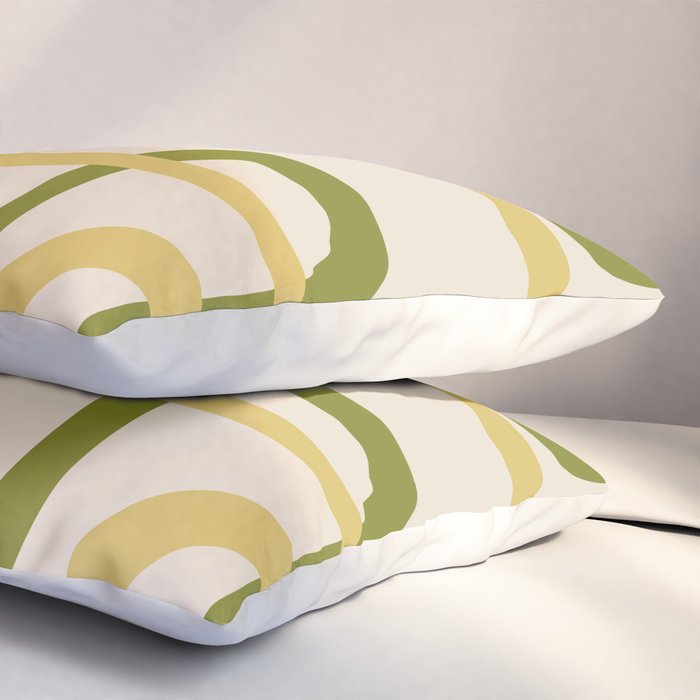 Fine Loops Mid-Century Modern Minimalist Olive Green, Burnt Orange, Mustard, and Beige Pillow Sham Gallery Image 3