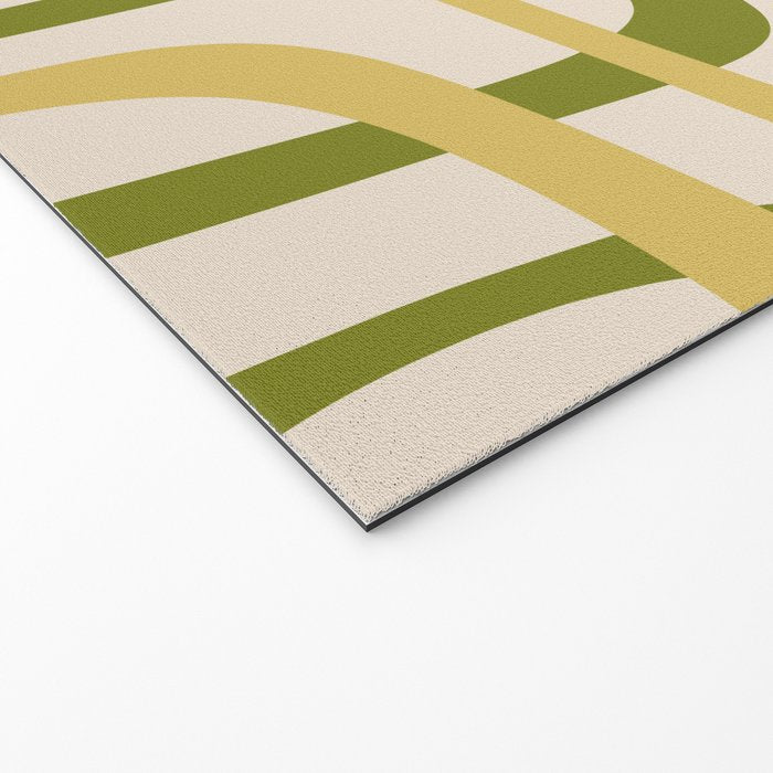 Fine Loops Mid-Century Modern Minimalist Olive Green, Burnt Orange, Mustard, and Beige Welcome Mat Gallery Image 2