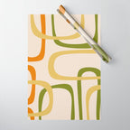 Fine Loops Mid-Century Modern Minimalist Olive Green, Burnt Orange, Mustard, and Beige Wrapping Paper Gallery Image 1