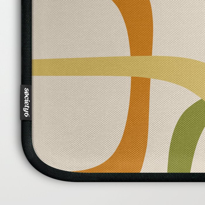 Fine Loops Mid-Century Modern Minimalist Olive Green, Burnt Orange, Mustard, and Beige Laptop Sleeve Gallery Image 3