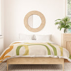 Fine Loops Mid-Century Modern Minimalist Olive Green, Burnt Orange, Mustard, and Beige Duvet Cover Gallery Image 3