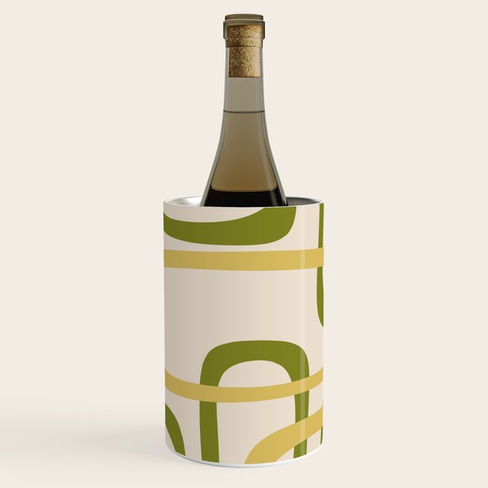 Fine Loops Mid-Century Modern Minimalist Olive Green, Burnt Orange, Mustard, and Beige Wine Chiller Gallery Image 3