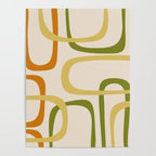 Fine Loops Mid-Century Modern Minimalist Olive Green, Burnt Orange, Mustard, and Beige Poster Gallery Image 4