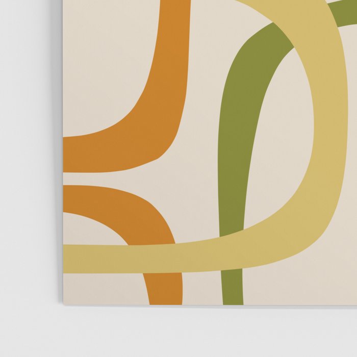 Fine Loops Mid-Century Modern Minimalist Olive Green, Burnt Orange, Mustard, and Beige Poster Gallery Image 3