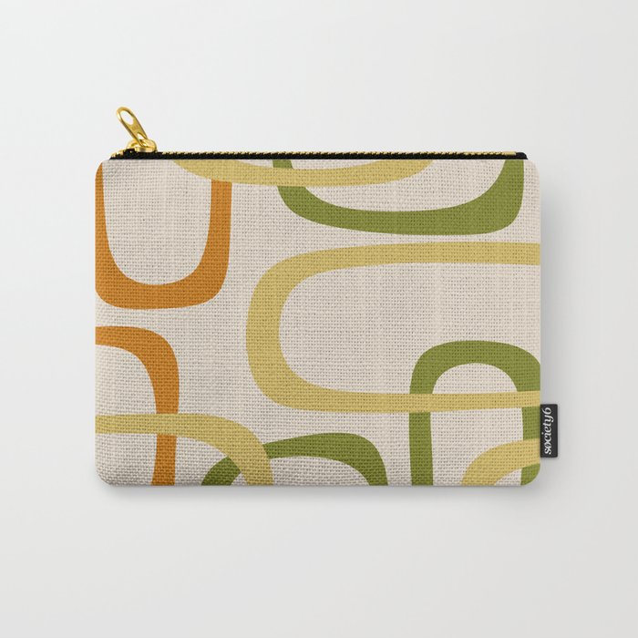 Fine Loops Mid-Century Modern Minimalist Olive Green, Burnt Orange, Mustard, and Beige Carry All Pouch Gallery Image 1