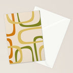 Fine Loops Mid-Century Modern Minimalist Olive Green, Burnt Orange, Mustard, and Beige Stationery Card Gallery Image 2