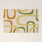Fine Loops Mid-Century Modern Minimalist Olive Green, Burnt Orange, Mustard, and Beige Welcome Mat Gallery Image 1