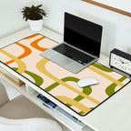 Fine Loops Mid-Century Modern Minimalist Olive Green, Burnt Orange, Mustard, and Beige Desk Mat Gallery Image 2