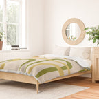 Fine Loops Mid-Century Modern Minimalist Olive Green, Burnt Orange, Mustard, and Beige Duvet Cover Gallery Image 2