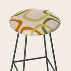 Fine Loops Mid-Century Modern Minimalist Olive Green, Burnt Orange, Mustard, and Beige Stool Gallery Image 2