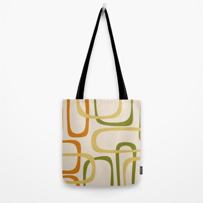 Fine Loops Mid-Century Modern Minimalist Olive Green, Burnt Orange, Mustard, and Beige Tote Bag Gallery Image 2