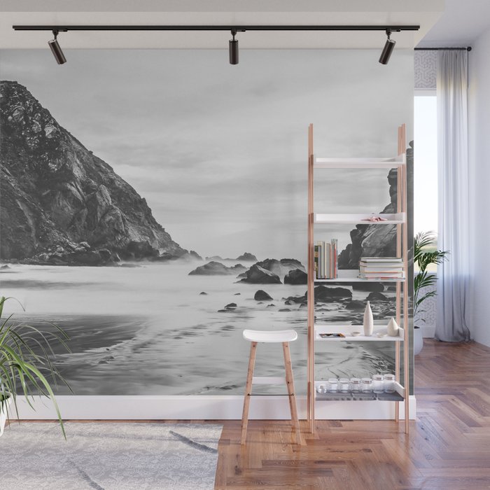 Big Sur Black and White Wall Mural Gallery Image 1