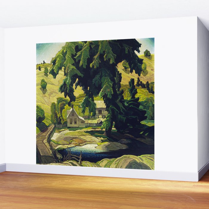 Farm Haliburton oil on hardboard 1940 Franklin Carmichael Canadian artist Art Nouveau Post-Impressio Wall Mural Gallery Image 2