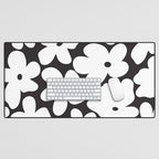 Black & White Flower - 70's White Daisies Desk Mat Gallery Image 1