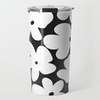 Black & White Flower - 70's White Daisies Travel Mug Gallery Image 1
