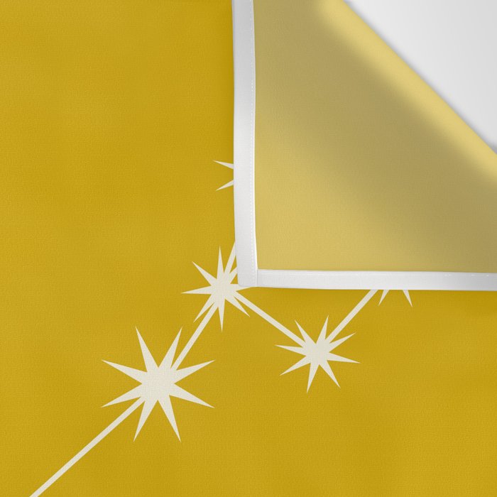 Pisces Zodiac Star Constellation Line Art Golden Yellow Wall Tapestry Gallery Image 3