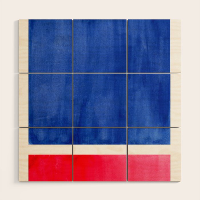 Rothko Abstract Mid Century Modern Minimalist Colorful Simple Nautical Red Blue Wood Wall Art Gallery Image 1