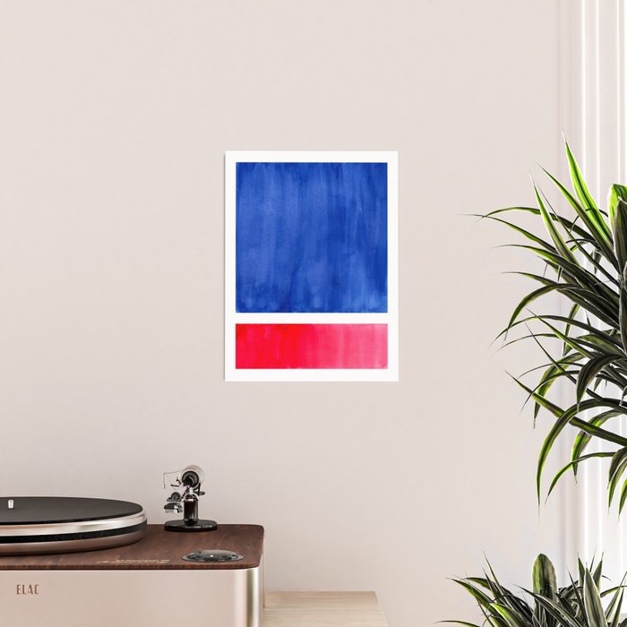 Rothko Abstract Mid Century Modern Minimalist Colorful Simple Nautical Red Blue Poster Gallery Image 2