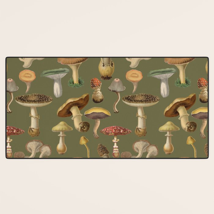 Forest Mushroom Goblincore Aesthetic Pattern - Lichen Green  Desk Mat Gallery Image 3