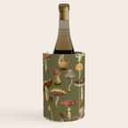 Forest Mushroom Goblincore Aesthetic Pattern - Lichen Green  Wine Chiller Gallery Image 1