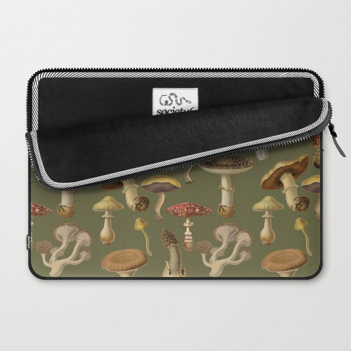 Forest Mushroom Goblincore Aesthetic Pattern - Lichen Green  Laptop Sleeve Gallery Image 2