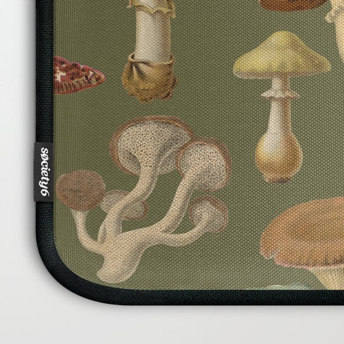 Forest Mushroom Goblincore Aesthetic Pattern - Lichen Green  Laptop Sleeve Gallery Image 3