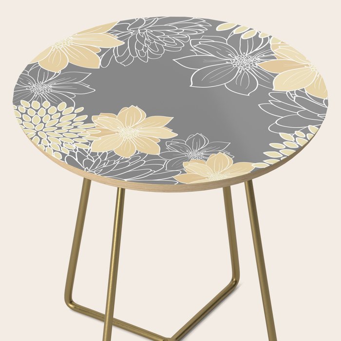 Yellow and Grey Floral Side Table Gallery Image 2