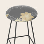 Yellow and Grey Floral Stool Gallery Image 2
