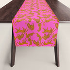Abstract leopard with red lips illustration in fuchsia background  Table Runner Gallery Image 1