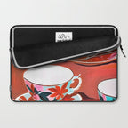 Tea Party, Teacups Floral Whimsical Eclectic Maximalist Illustration, Boho Coffee Food Painting Laptop Sleeve Gallery Image 2
