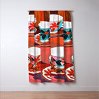 Tea Party, Teacups Floral Whimsical Eclectic Maximalist Illustration, Boho Coffee Food Painting Window Curtain Gallery Image 3