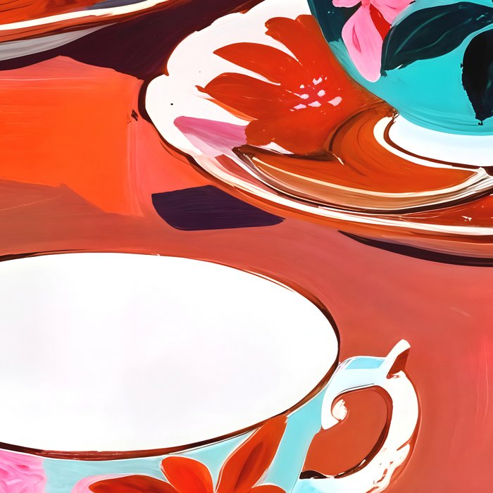 Tea Party, Teacups Floral Whimsical Eclectic Maximalist Illustration, Boho Coffee Food Painting Coffee Mug Gallery Image 2