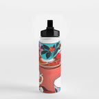 Tea Party, Teacups Floral Whimsical Eclectic Maximalist Illustration, Boho Coffee Food Painting Water Bottle Gallery Image 2