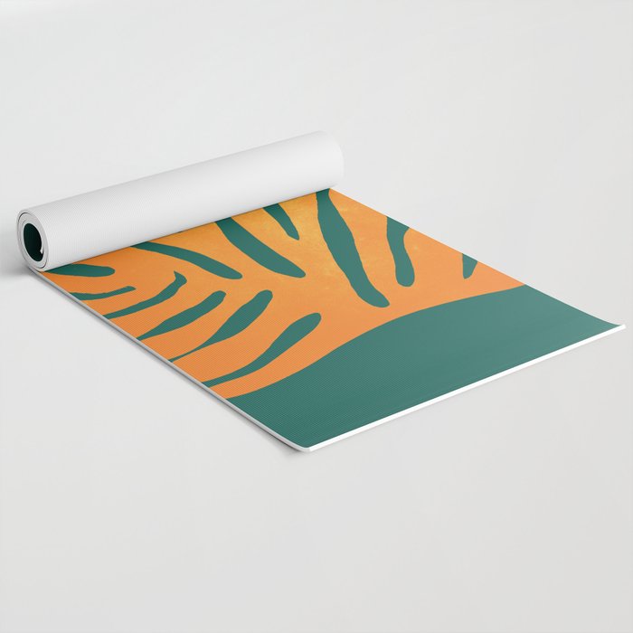 Pine Green & Tangerine: Matisse Paper Cutouts 01 Yoga Mat Gallery Image 2