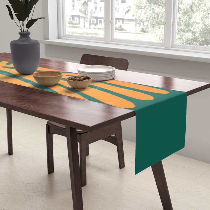 Pine Green & Tangerine: Matisse Paper Cutouts 01 Table Runner Gallery Image 2