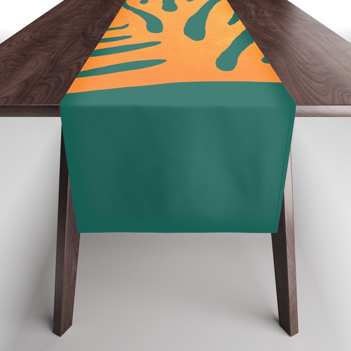 Pine Green & Tangerine: Matisse Paper Cutouts 01 Table Runner Gallery Image 1
