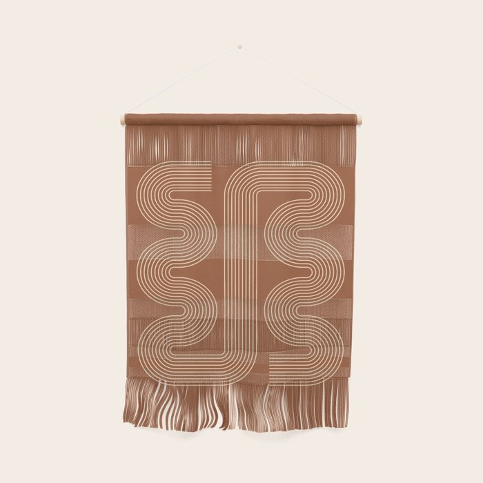 Geometric Lines in Terracotta and Beige 76 (Mid century Midern Rainbow Abstract) Wall Hanging Gallery Image 1