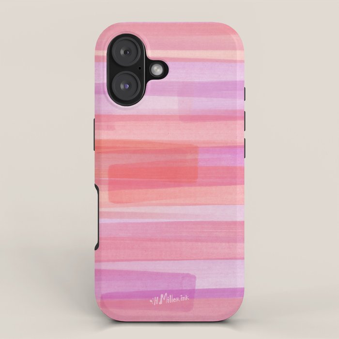 Abstract Watercolor Waves in Pink Sunset iPhone Case Gallery Image 1