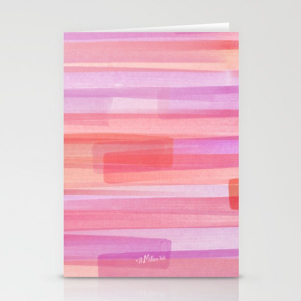 Abstract Watercolor Waves in Pink Sunset Stationery Card Gallery Image 2