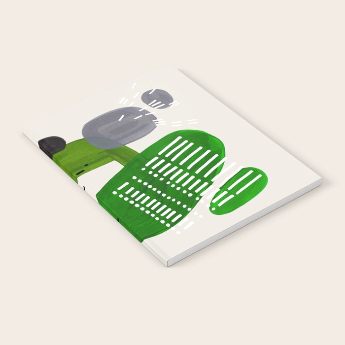 Fun Mid Century Modern Abstract Minimalist Olive Green Rings Grey Black Accent Notebook Gallery Image 2