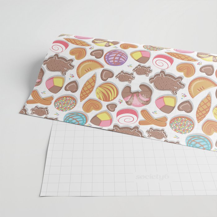 Mexican Sweet Bakery Frenzy // white background // pastel colors pan dulce Wrapping Paper Gallery Image 2