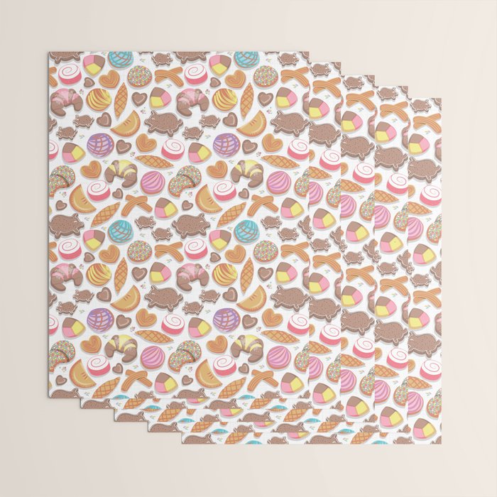 Mexican Sweet Bakery Frenzy // white background // pastel colors pan dulce Wrapping Paper Gallery Image 3