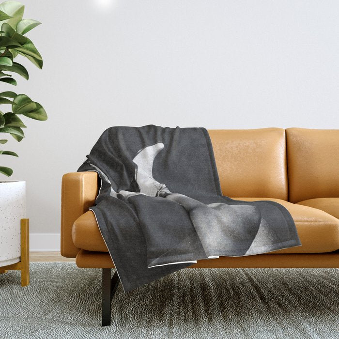 These Boots - Noir II F / Black & White Throw Blanket Gallery Image 1
