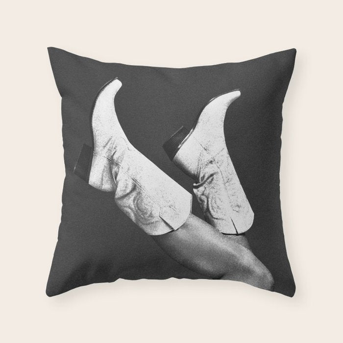 These Boots - Noir II F / Black & White Throw Pillow Gallery Image 1