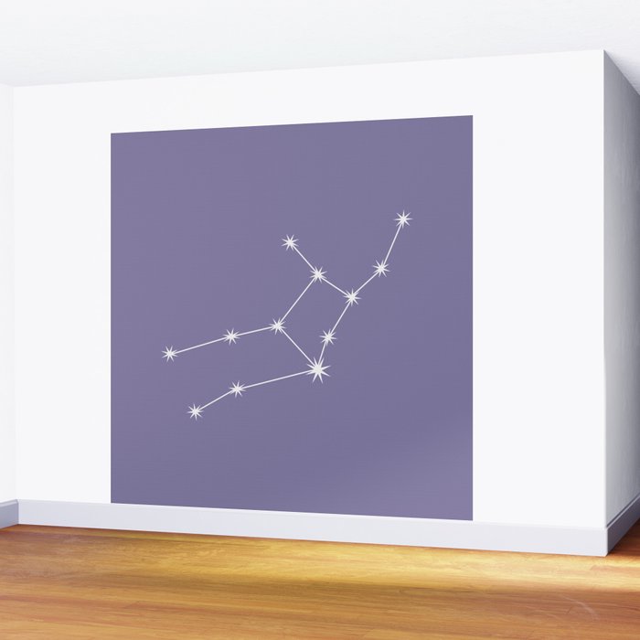 Virgo Zodiac Star Constellation Line Art Lavender Purple Wall Mural Gallery Image 2