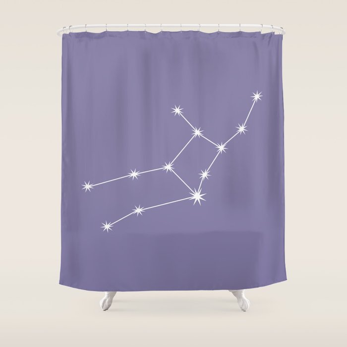 Virgo Zodiac Star Constellation Line Art Lavender Purple Shower Curtain Gallery Image 1